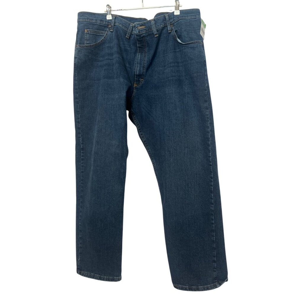 Wrangler Mens Premium Quality Straight Leg Jeans 44x30 Medium Wash Stretch Denim
